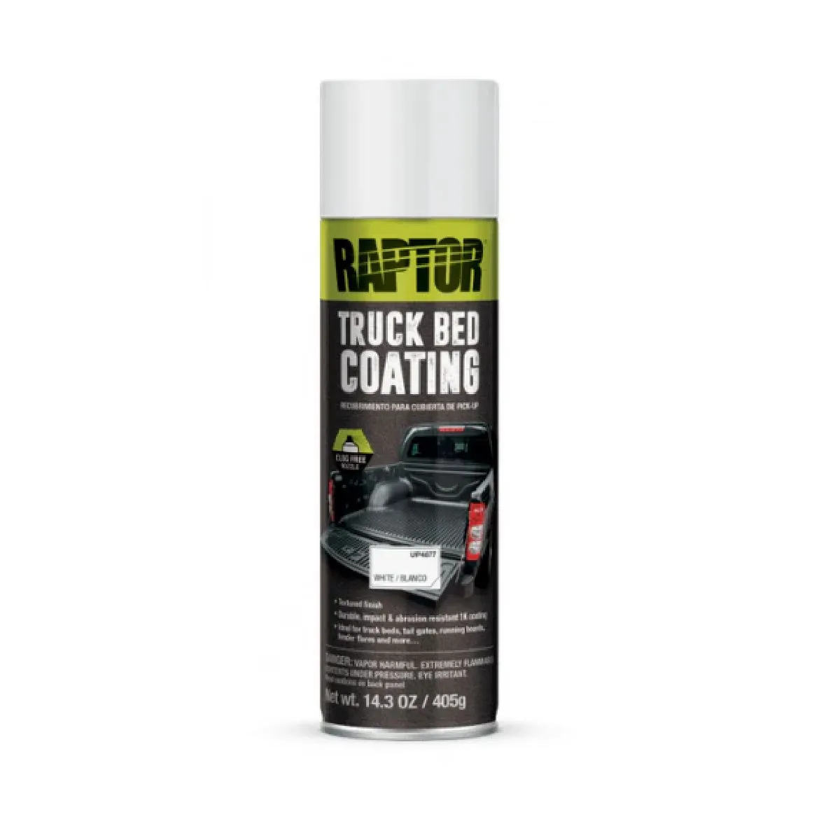 U Pol Products RAPTOR 4877 1K Truck Bed Coating, 14.3 oz Aerosol Can, White, 8.6 sq-ft Coverage