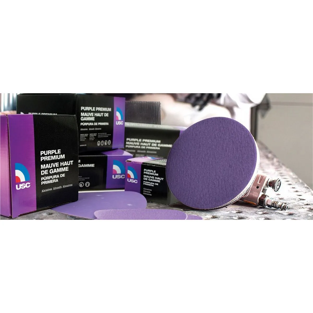 USC ABRASIVES Purple Premium 991316 Sanding Disc, 6 in Dia, P400 Grit, Film Backing, Wet/Dry, PSA Attachment