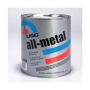 US Chemical All-Metal 14010 Specialty Body Filler, 1 gal Can, Metallic Silver, Paste/Gel