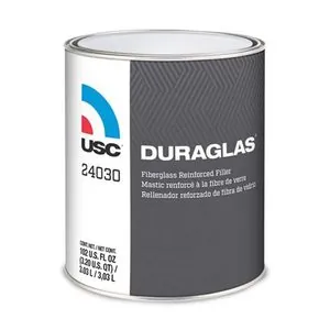 US Chemical DURAGLAS 24030 Short Strand Fiberglass Filler, 3.2 QTS Can, Dark Green, Solid, Short Strand