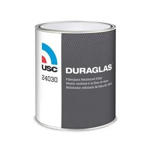US Chemical DURAGLAS 24035 Short Strand Fiberglass Filler, 1 qt Can, Dark Green, Solid, Short Strand