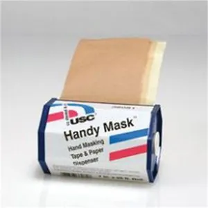 US Chemical Handy Mask 38081 Hand Masking Tape and Paper with Dispenser, 7 in W x 65 ft L