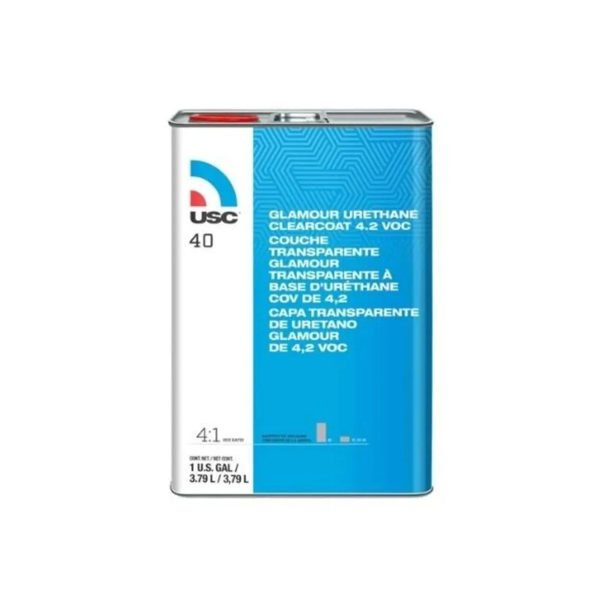 US Chemical 40-1 40 High-Build Glamour Urethane Clear Coat, 1 gal, 4:1 Mixing