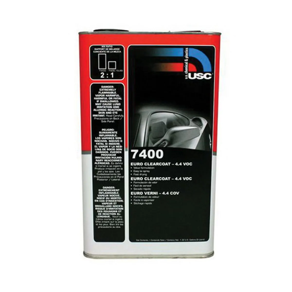US Chemical 7400-5 Clearcoat, 5 L Can, Liquid, 2:1 Mixing