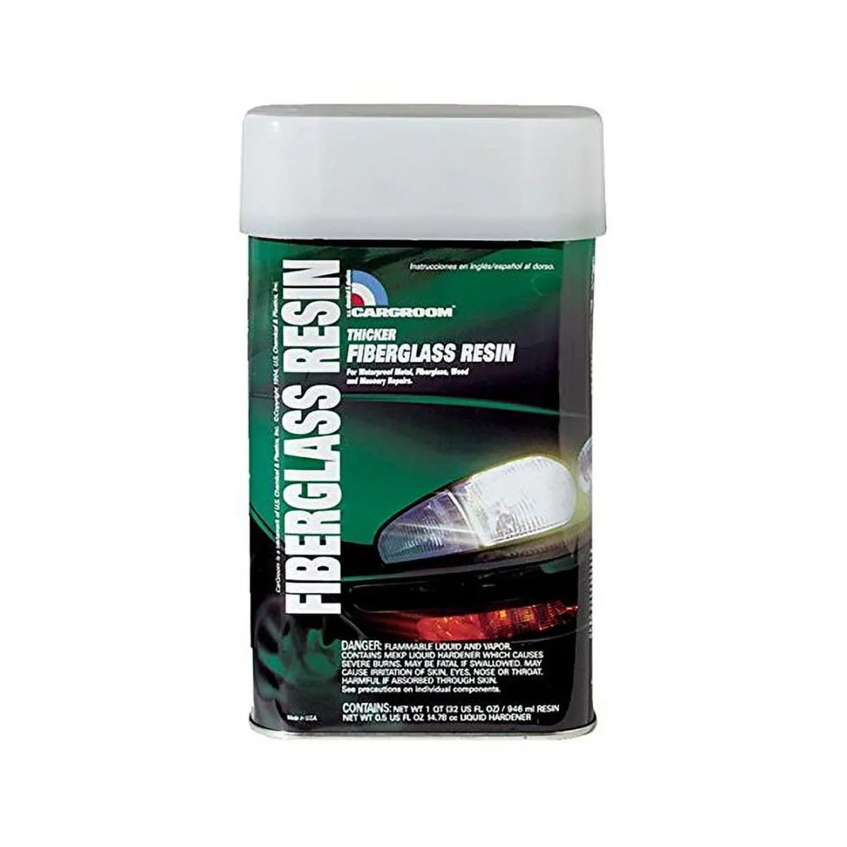 US Chemical CarGroom 77071 Fiberglass Resin, 1 qt, Amber, Liquid