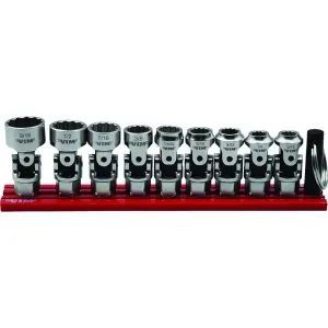 9PC DUAL DRIVE AND SPRING LOADED STUBBY UNIVERSAL SOCKET SET - SAE 12-POINT