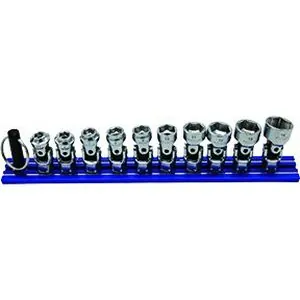 10PC DUAL DRIVE AND SPRING LOADED STUBBY UNIVERSAL SOCKET SET - METRIC 6PT
