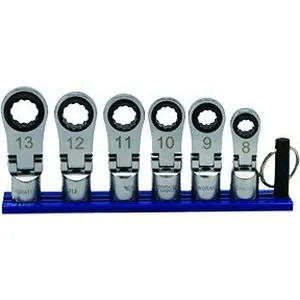 6 PC. 12PT NANO FLEX OFFSET RATCHETING ATTACHMENT SET - 3/8IN DRIVE (8 - 13MM)