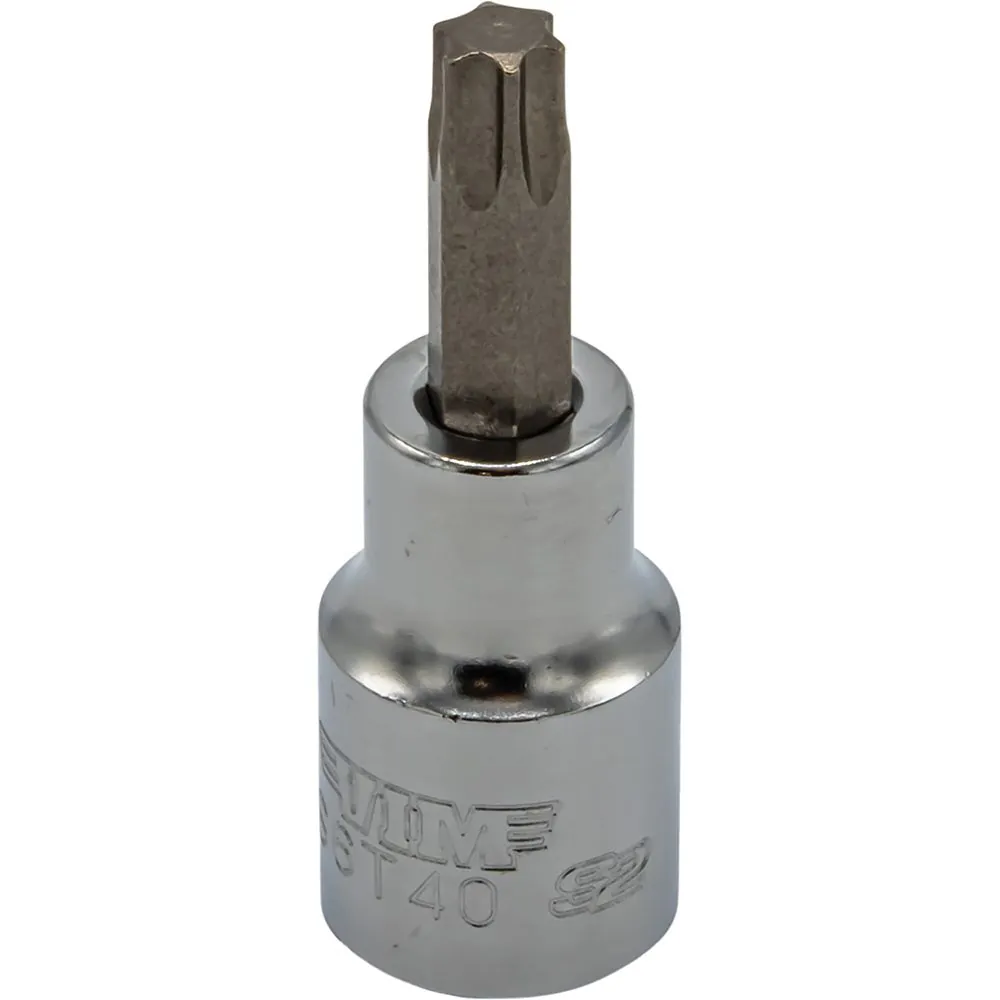 VIM Tools T40 Torx Bit, Satin Chrome 3/8 Square Drive Bit Holder