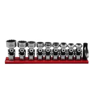 VIM Tools 9 PC. 12-PT DUAL DRIVE STUBBY UJ SAE SOCKET SET - 1/4&rdquo; X 11MM DR.