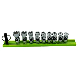VIM Tools 1/4 Inch X 11MM Drive Dual Drive Stubby UJ E-Torx Set - 9 Piece