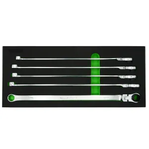VIM Tools 5 Piece Deep Spline Ratcheting Flex Head Wrench Set (15-19 mm)