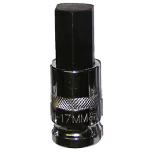 VIM Tools 17 mm Hex Bit, Chrome 1/2 Inch Square Drive Bit Holder