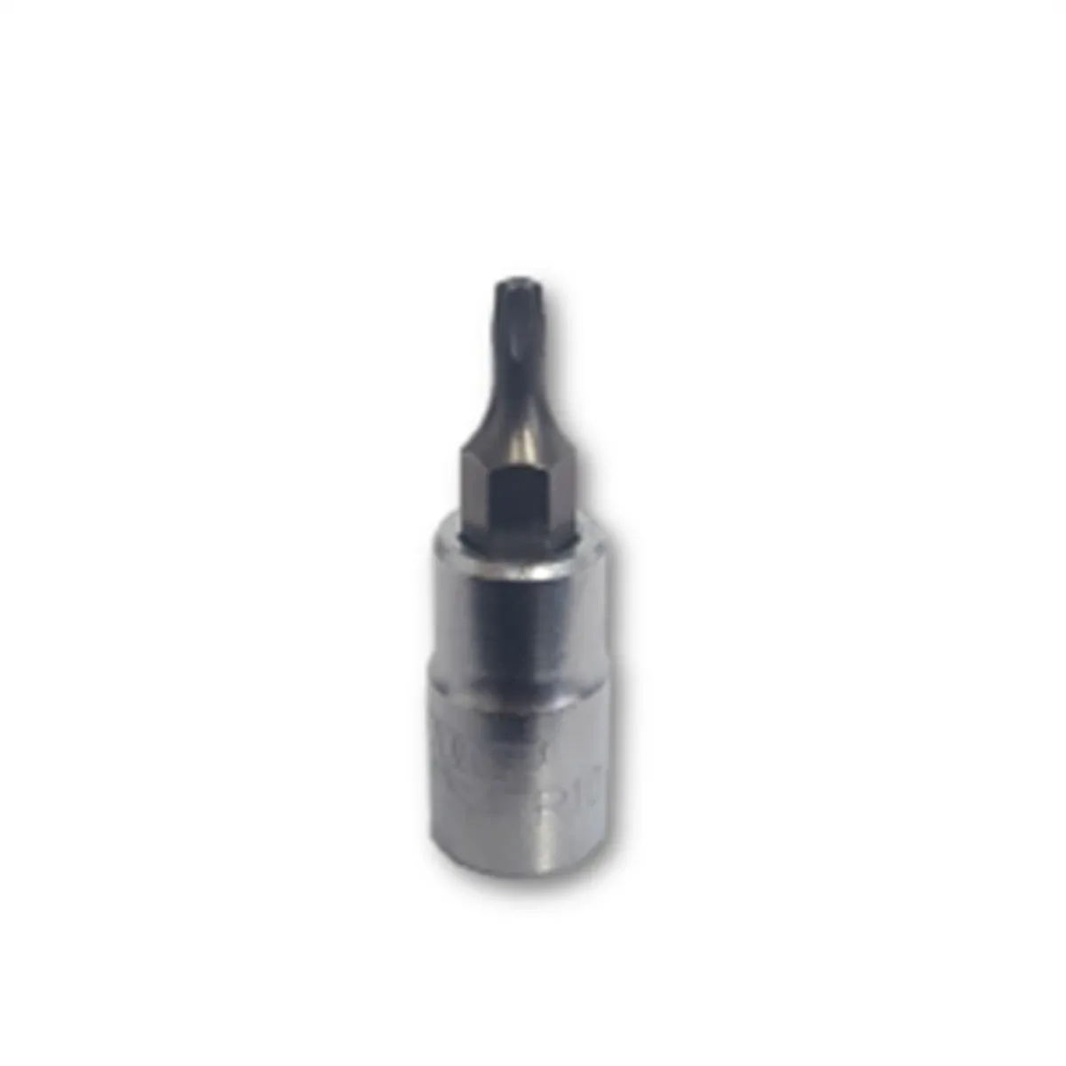 VIM Tools TR10 Tamper Proof TORX Gun Metal Gray Bit, Satin Chrome 1/4 Inch Square Drive Bit Holder