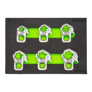 VIM Tools 6 Piece 3/8 Inch Drive Ratcheting Flare Nut Wrench Set (8,10,11,12,13,14 mm)