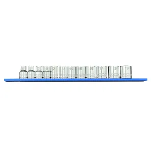 VIM Tools 12 Piece 3/8 Inch Drive Metric Socket Set with 12 Inch Blue Magrail - SMS600 Subset