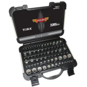 VIM Tools Master TORX Driver Set 77 Piece All TORX, And TORX Plus Drivers And Sockets, Includes TORX, TORX TP, TORX Plus 6 Point - TORX Plus 5 Point - And TORX And TORX Plus Sockets. Satin Chrome Sockets And Bit Holders with Gun Metal Gray Bits, All S2 Steel, Deluxe Case with Part Listing