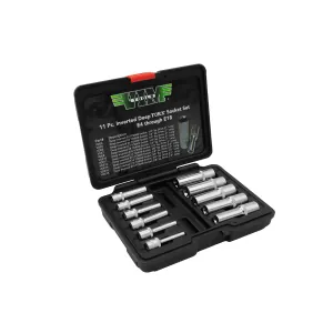 VIM Tools Deep TORX Socket Set, 11 Piece E4 THu E18, 1/4 Inch And 3/8 Inch Square Drives, In Case