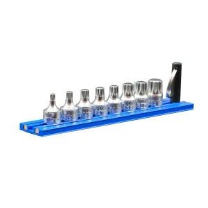 VIM Tools 8-Piece XZN Stubby Triple Square Bit Set, 1/4" Drive, on Magrail Rail