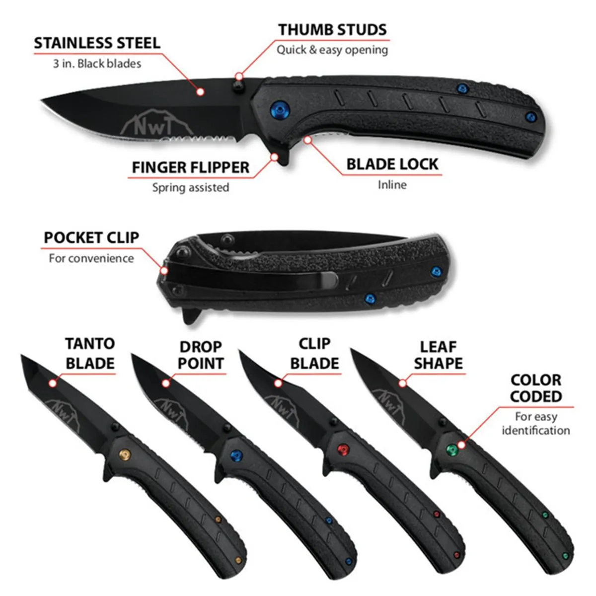 Wilmar Corp. / Performance Tool 4 pk. Assisted Open Pocket Knife Set