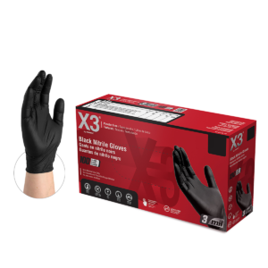Xtreme M X3 Powder Free, Textured, Black Nitrile