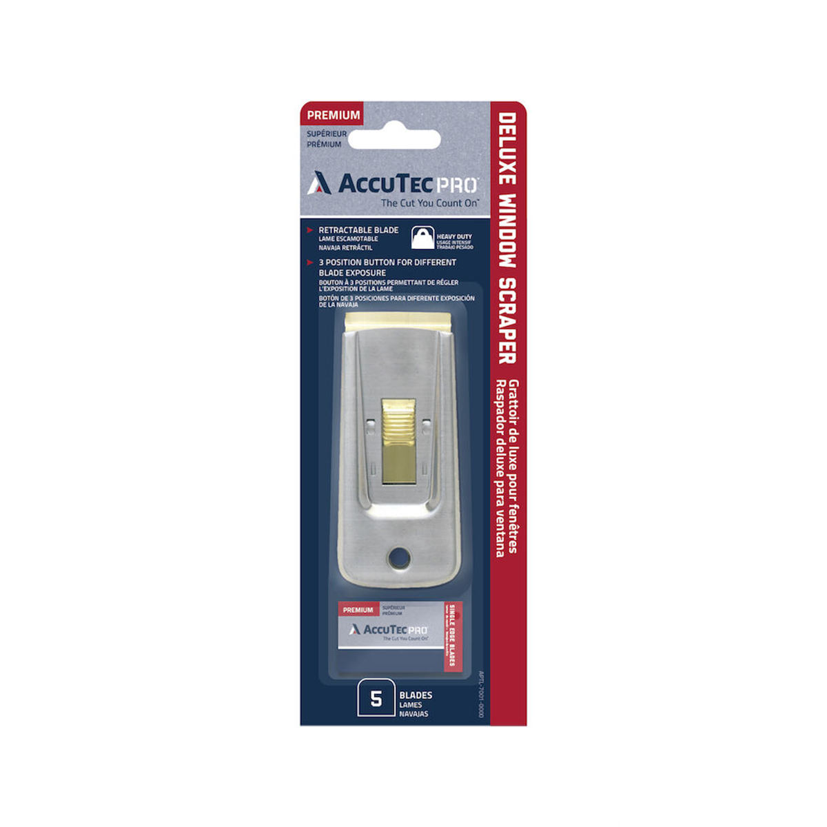 AccuTec Pro Deluxe Heavy Duty Window Scraper with 5 Blades