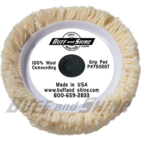 7.5" dia. X 1.25" 100% 4-ply twisted wool grip pad with a centering tee "Heavy cutting pad"