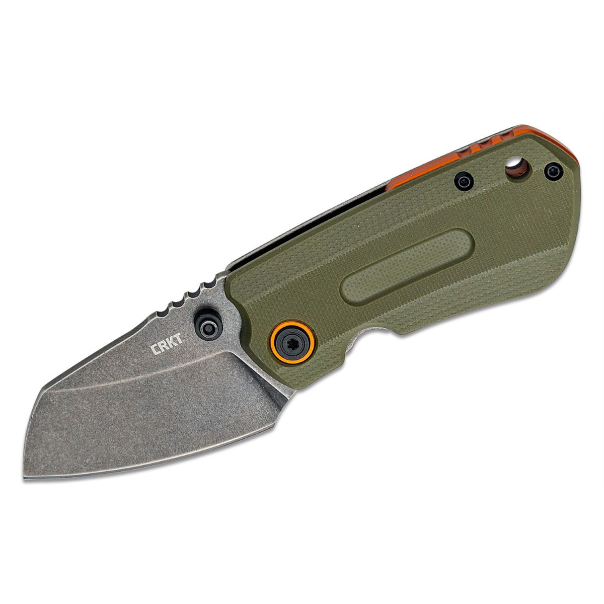 CRKT (Columbia River Knife) Overland Compact D2 Stonewash Plain Blade Folding Knife with Frame Lock G10 Handle - Green