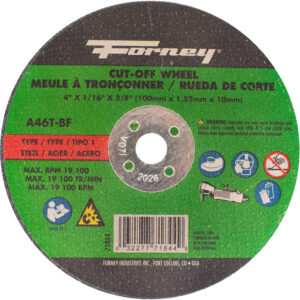 Cut-Off Wheel, Metal, Type 1, 4" x 1/16" x 3/8"