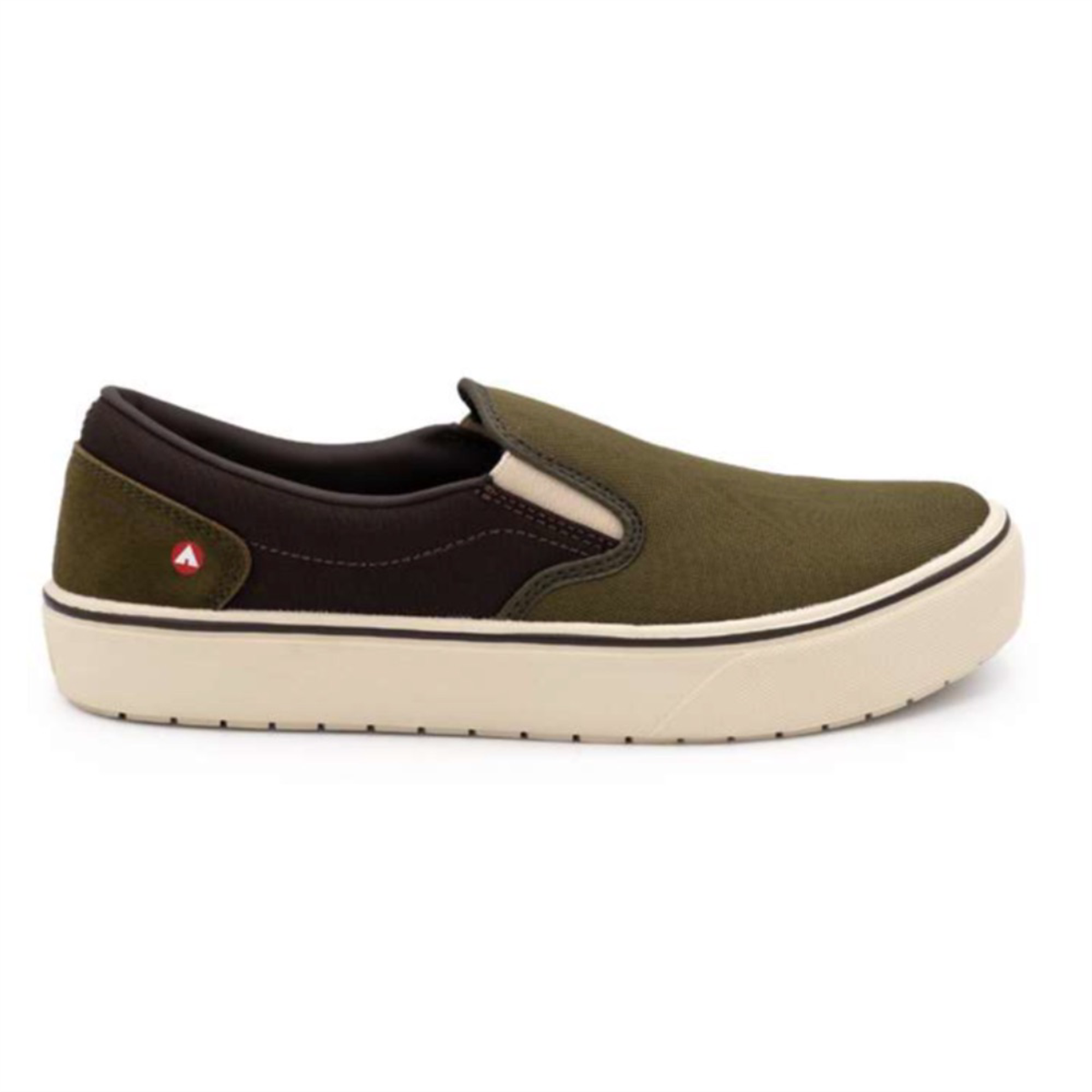 AIRWALK VENICE - Men's Canvas Slip On - CT|EH|SF|SR - Military Olive / Chocolate Brown - Size: 10.5 - D - (Regular)