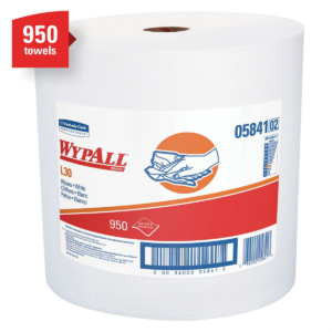 Kimberly Clark WypAll 05841 L30 Series Jumbo Roll Towel, 13.4 x 12.4 in, 950, Double Re-Creped, White, 1 Plys