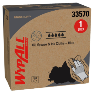 Kimberly Clark WypAll 33570 Oil with Grease and Ink Cloth, 16.8 x 8.8 in, Blue, 1-Ply