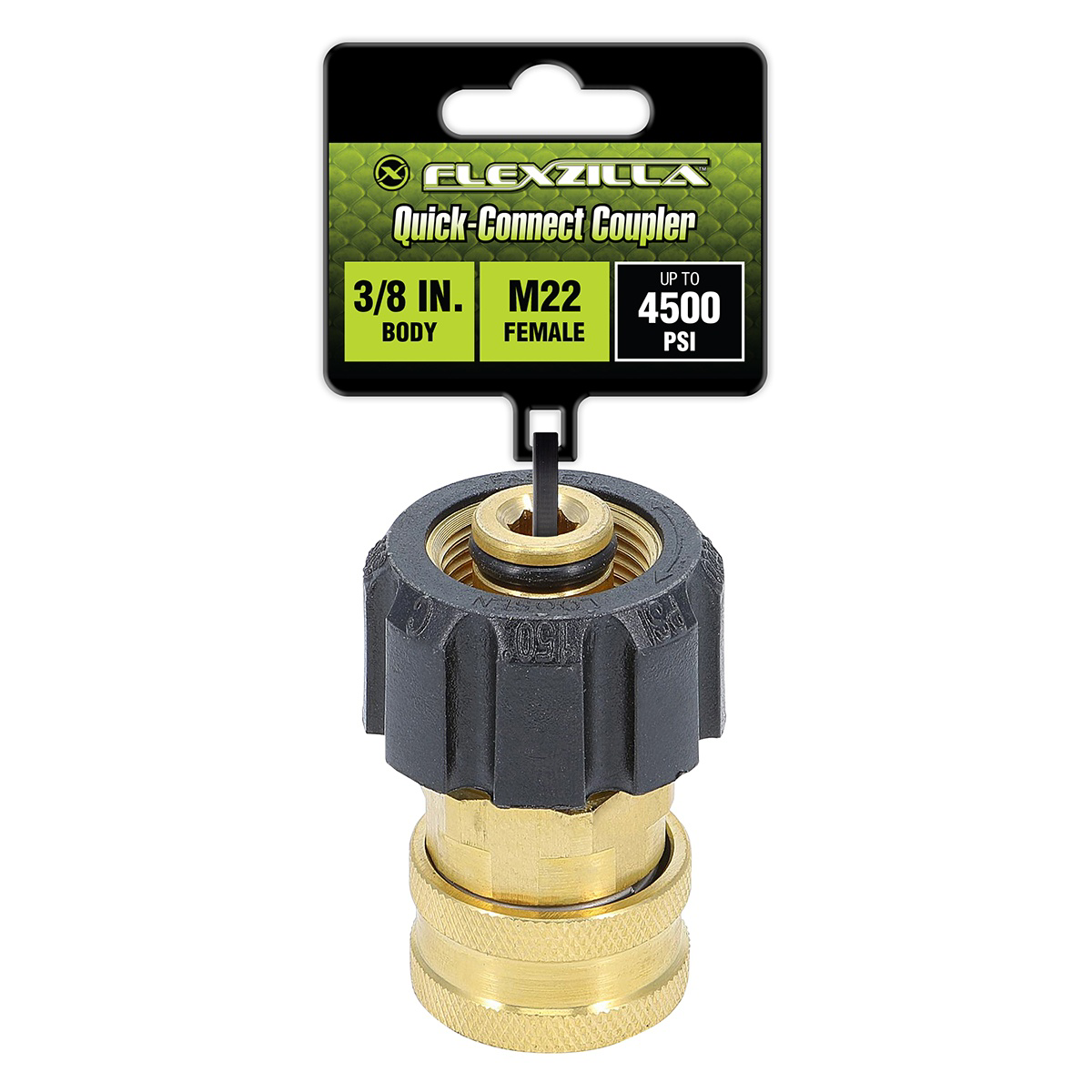 Flexzilla Quick-Connect Coupler, 3/8" Body x M22 Female, Brass