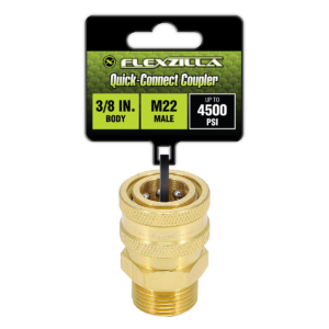 Flexzilla Quick-Connect Coupler, 3/8" Body x M22 Male, Brass