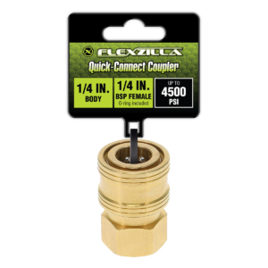 Flexzilla Quick-Connect Coupler, 1/4" Body x 1/4" BSP Female, Brass