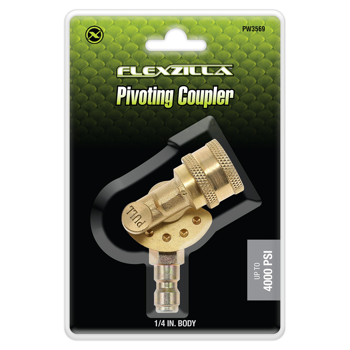 Flexzilla Pivoting Coupler, 1/4" Body, Brass/Steel