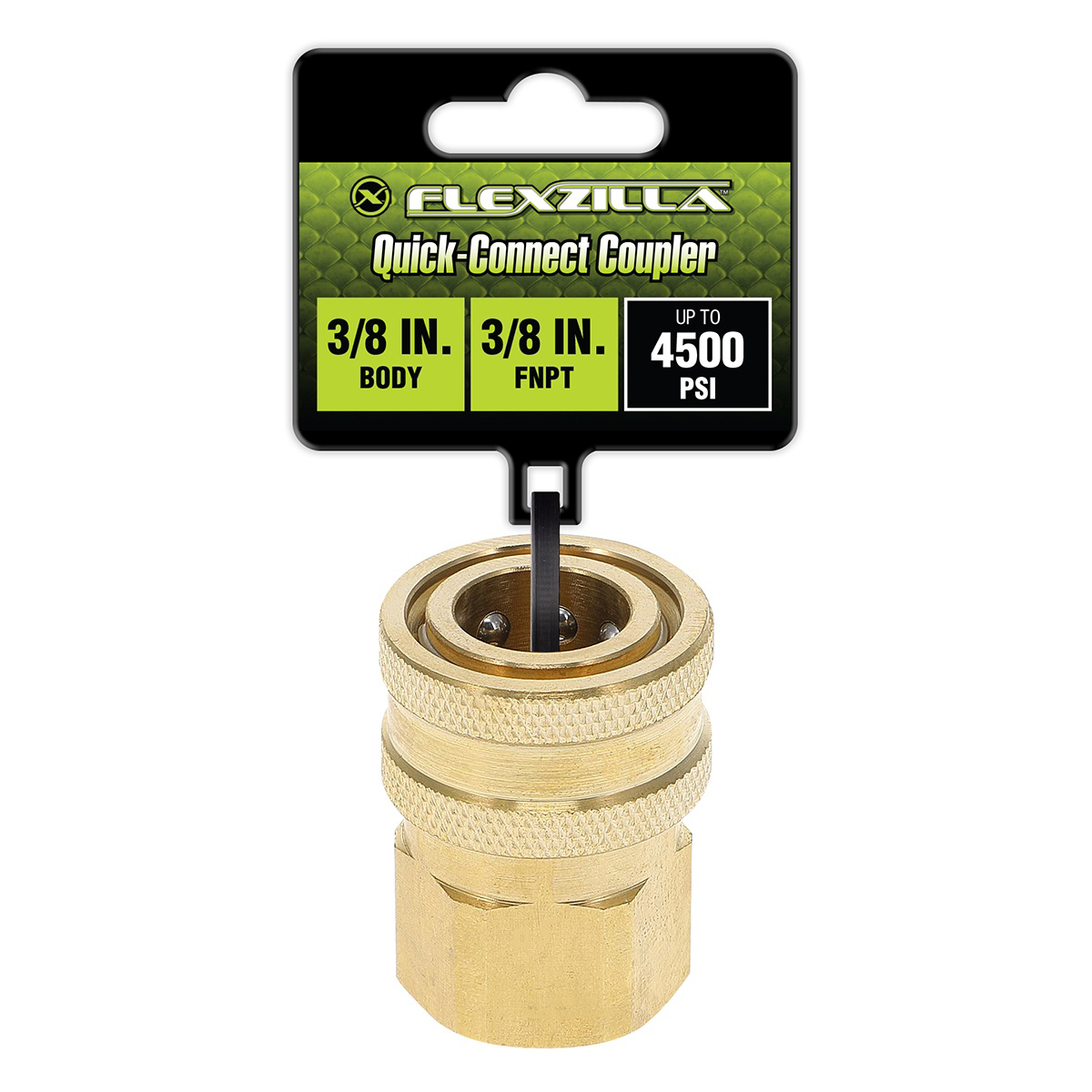 Flexzilla Quick-Connect Coupler, 3/8" Body x 3/8" FNPT, Brass