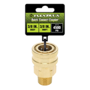Flexzilla Quick-Connect Coupler, 3/8" Body x 3/8" MNPT, Brass