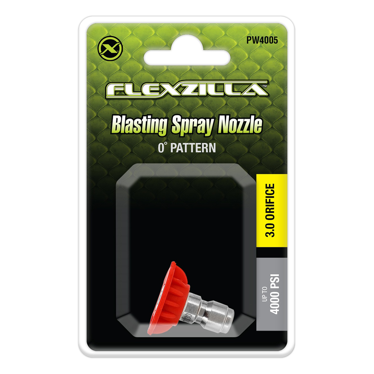 Flexzilla Quick-Connect Blasting Spray Nozzle, 1/4", 0°, Red, Stainless Steel/Plastic