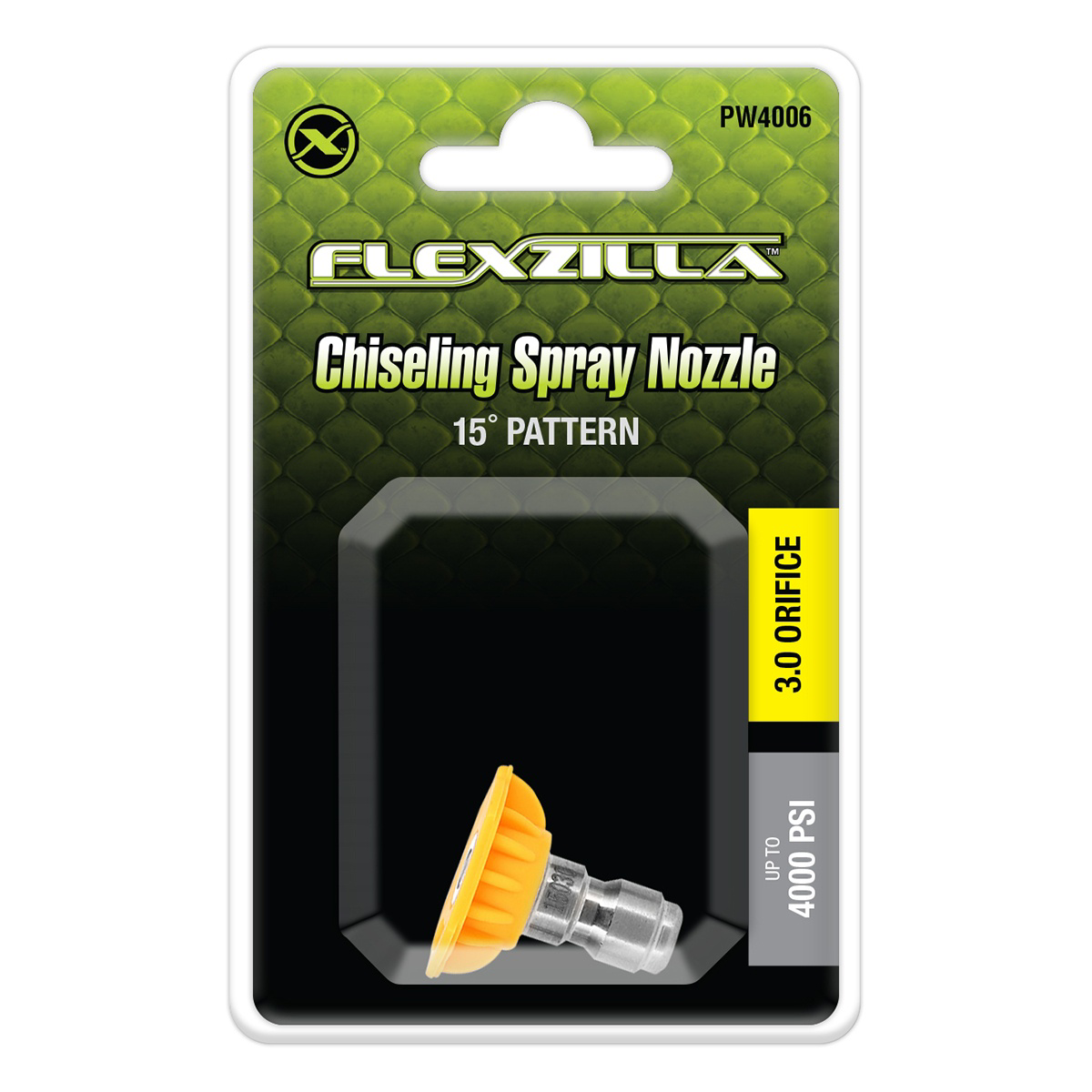 Flexzilla Quick-Connect Chiseling Spray Nozzle, 1/4", 15°, Yellow, Stainless Steel/Plastic