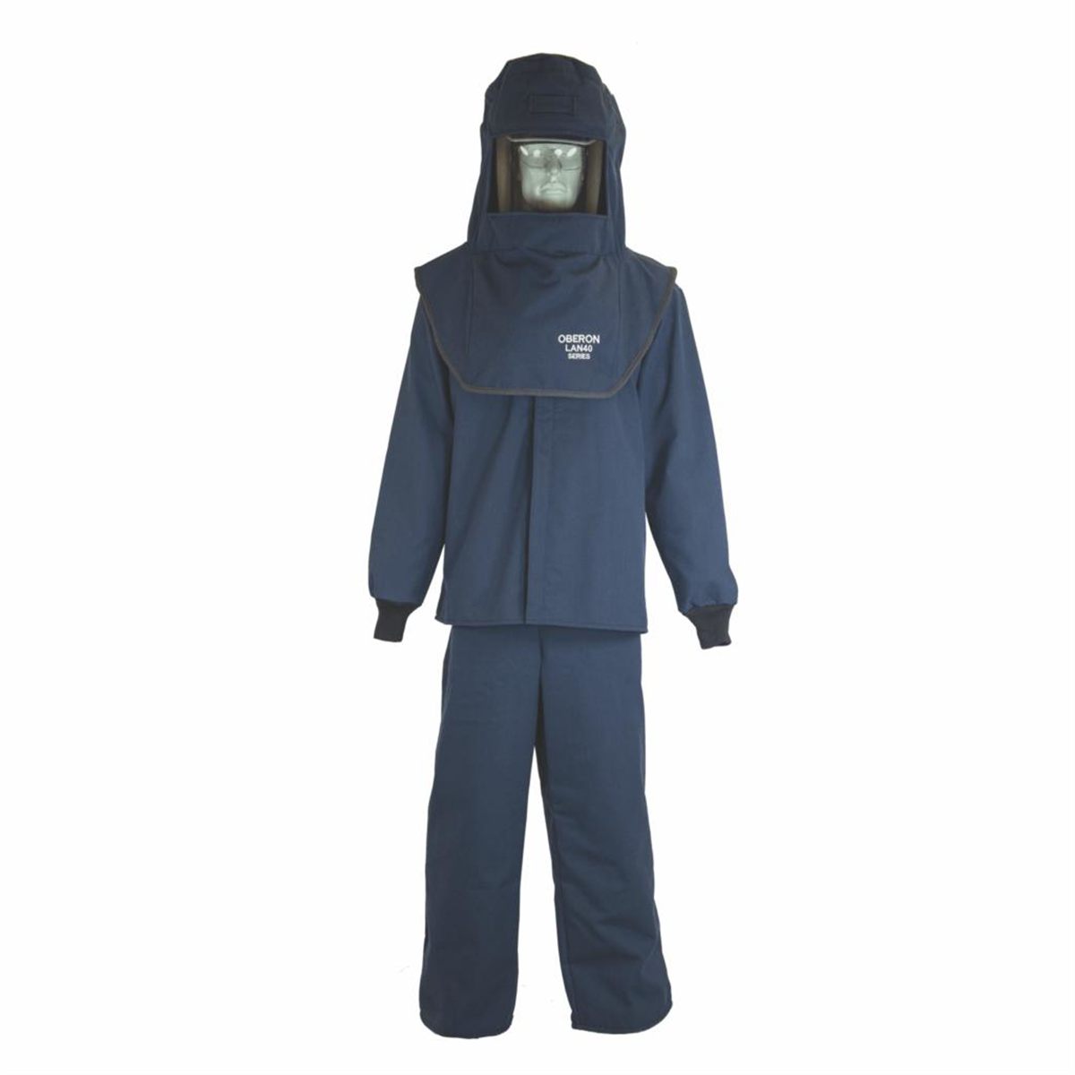 OBERON Suit Kit - Arc Flash - 40 Cal LAN - Comes with Hood with Hard Cap, Coat and Bib Overalls - Color: Navy Blue - Size: 4XL Tall