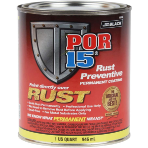 POR-15 INC 45404 High Performance Rust Preventive Permanent Coating, 1 qt, Semi-Gloss Black, 96 sq-ft Coverage