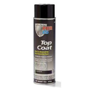 POR-15 INC 45818 Top Coat DTM Paint, 14 oz Aerosol Can, Gloss Black, Liquid, 30 to 60 min Curing