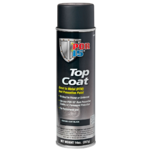 POR-15 INC 45918 Top Coat DTM Paint, 14 oz Aerosol Can, Chassis Black, Liquid, 30 to 60 min Curing
