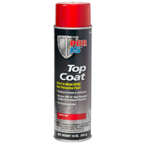 POR-15 INC 46118 Top Coat DTM Paint, 15 oz Aerosol Can, Safety Red, Liquid, 30 to 60 min Curing