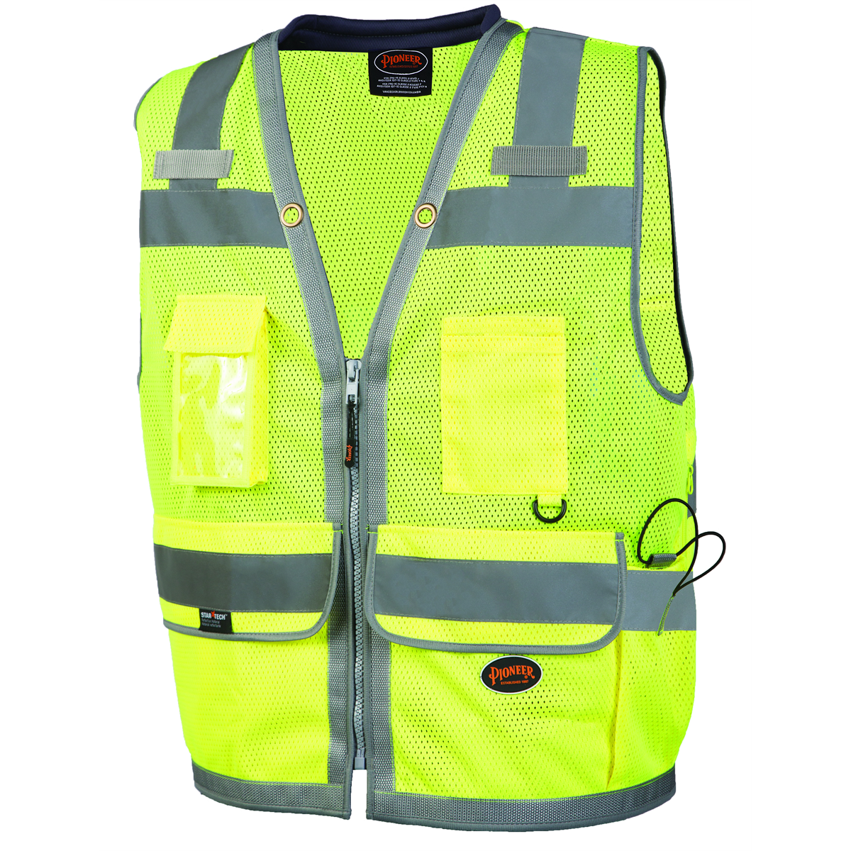 Pioneer Mesh Surveyor Vest with Padded Collar - Color: Hi-Vis Yellow/Green - Size: XL